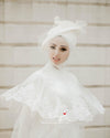 Elegant Long Muslim Wedding Bridal Gown Lace Edge Tulle Bride Dress