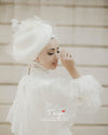Elegant Long Muslim Wedding Bridal Gown Lace Edge Tulle Bride Dress