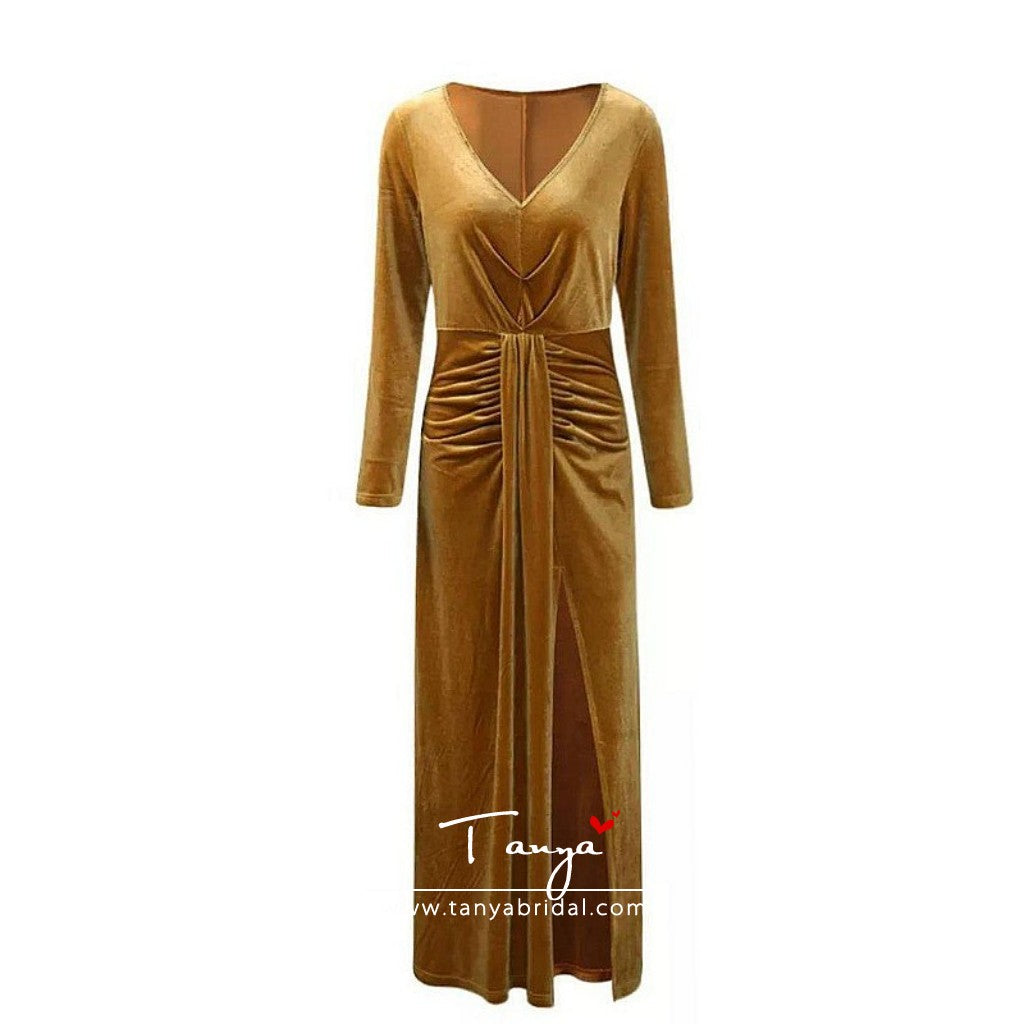 fitted lace wedding dress Carey Gold Velvet Long Sleeve Mini Dress (Archive Sale) fitted lace wedding dress Carey Gold Velvet Long Sleeve Mini Dress (Archive Sale)