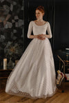 Long Sleeves A Line Dot Tulle Wedding Bridal Dress  TB1373