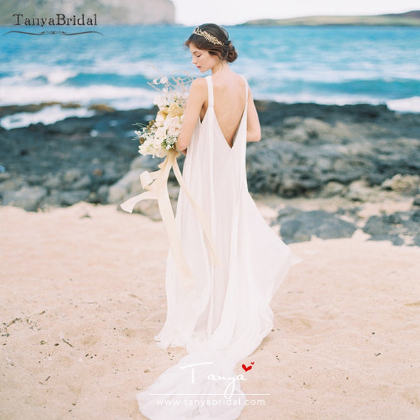 Bohemian Wedding Dresses Sexy V-Neck Beach Bridal Gowns Elegant Vestido De Noivas DW214