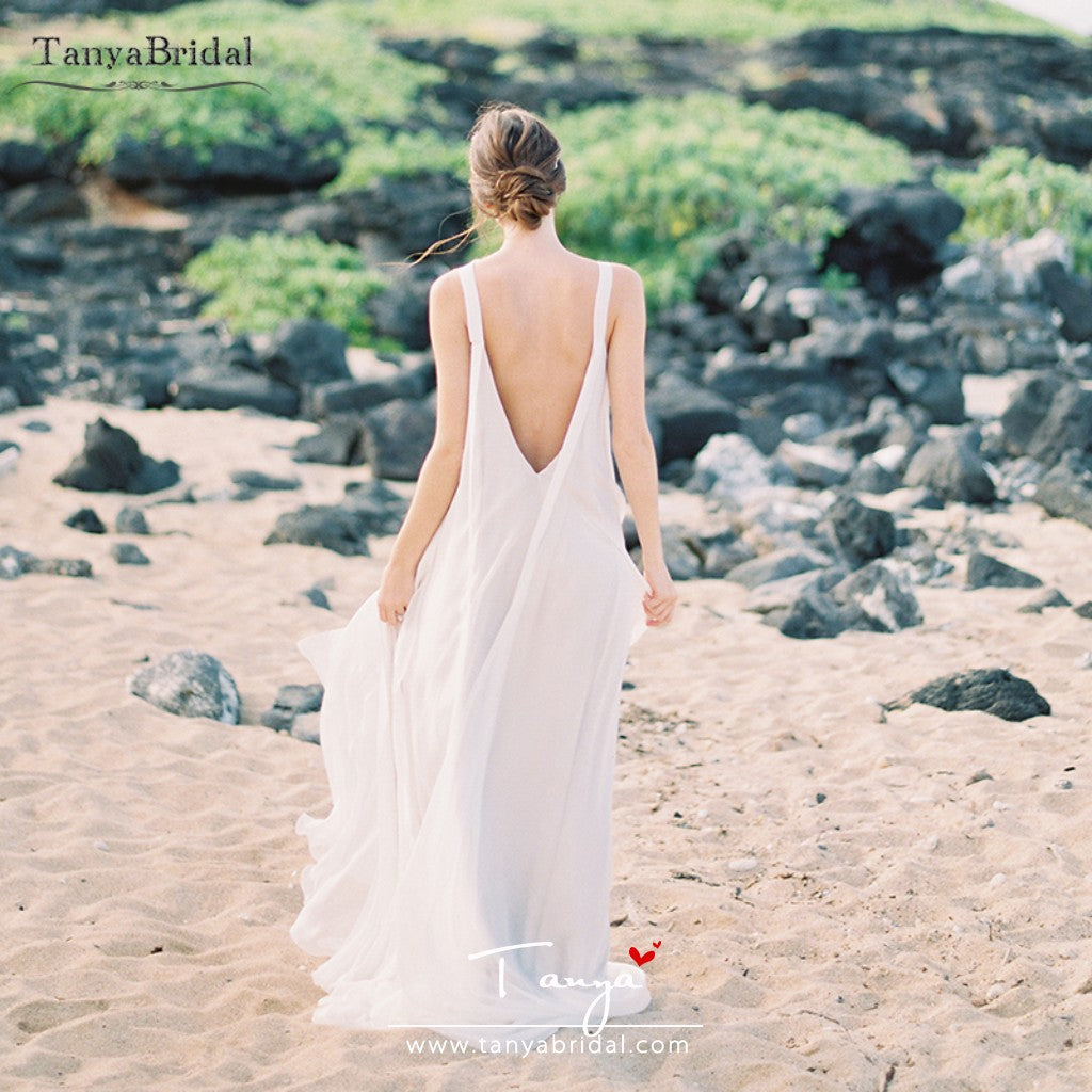 sexiest beach wedding dresses Bohemian Wedding Dresses Sexy V-Neck Beach Bridal Gowns Elegant Vestid – TANYA BRIDAL