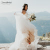 Champagne Lining Ivory tulle Bohemian Wedding Dresses V-Neck Backless Bridal Gowns Noivas Chic DW205
