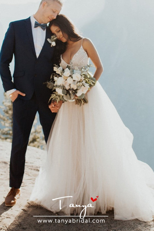 Bohemian Wedding Dresses V-Neck Backless DW205 TANYA BRIDAL Bohemian Wedding Dresses V-Neck Backless DW205 TANYA BRIDAL