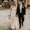 Dramatic Cornelli Lace Wedding Dresses Long Sleeve