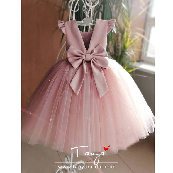 Little Kids Satin First Communion Dresses for Pageant Flower Girl Dress