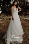 Sheer Neck A Line Boho Bridal Weddig Gowns