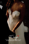 Sheer Neck A Line Boho Bridal Weddig Gowns