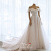 Modest Elegant Off The Shoulder Wedding Dresses Light Pink