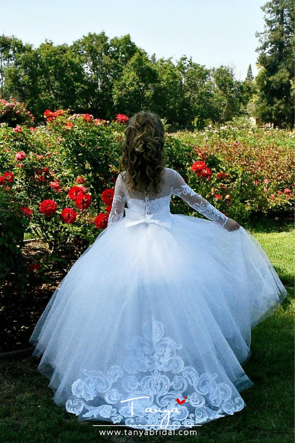 Ball Gown Sweep / Brush Train Wedding / First Communion / Pageant Flower Girl Dresses