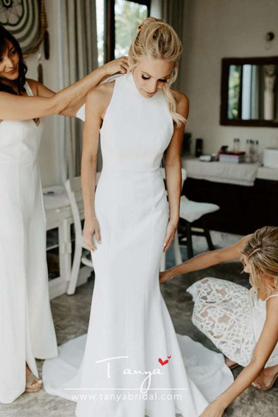 Mermaid High Neck Wedding Dresses Vestido de noivas ZW0251