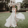 High Neck Lace Wedding Dresses Mermaid Beaded Luxury Bridal Gowns With Detachable Skirt DW206