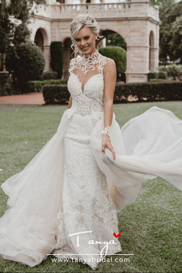 Mermaid Beaded Luxury Bridal Gowns With Detachable Skirt DW206 TANYA BRIDAL Mermaid Beaded Luxury Bridal Gowns With Detachable Skirt DW206 TANYA BRIDAL