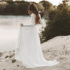 Beach Wedding Dress Long Sleeve Boho V Neck Open Back Bridal Dresses