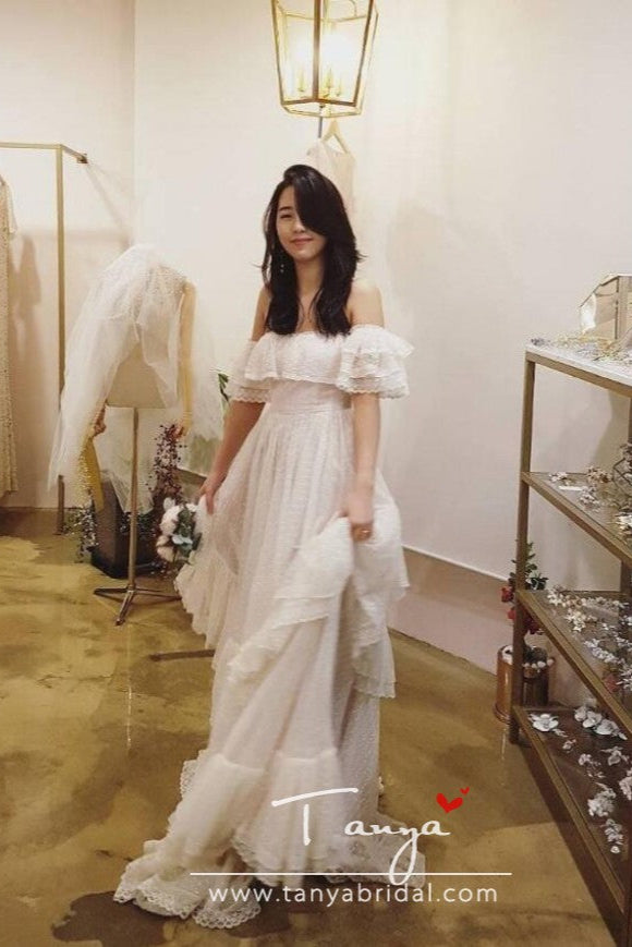 White Dot Tulle Wedding Dresses Hippie Style Bohemian Vestido De Noiva – TANYA BRIDAL White Dot Tulle Wedding Dresses Hippie Style Bohemian Vestido De Noiva – TANYA BRIDAL