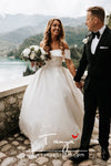 Off The Shoulder Ball Gown Satin Wedding Gown Bridal Dress