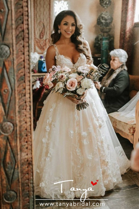Illusion Body Lace Wedding Dresses Elegant Bridal Gown With Train