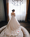 Elegant Fairy Lace Wedding Dresses With Train LOng Sleeves Bridal Dress Gown
