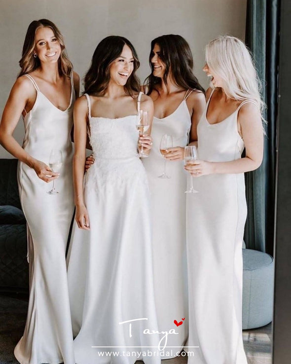 Modest Long Wedding Dresses A Line Country Style Lace Applique Court Train Satin Bride Dress TBW15