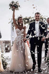 Sweetheart Tulle Wedding Dresses Applique Nude Bridal Dress Vestido De DQG889