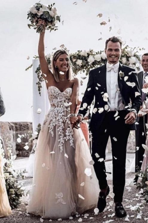Sweetheart Tulle Wedding Dresses Applique Nude Bridal Dress Vestido De TANYA BRIDAL Sweetheart Tulle Wedding Dresses Applique Nude Bridal Dress Vestido De TANYA BRIDAL