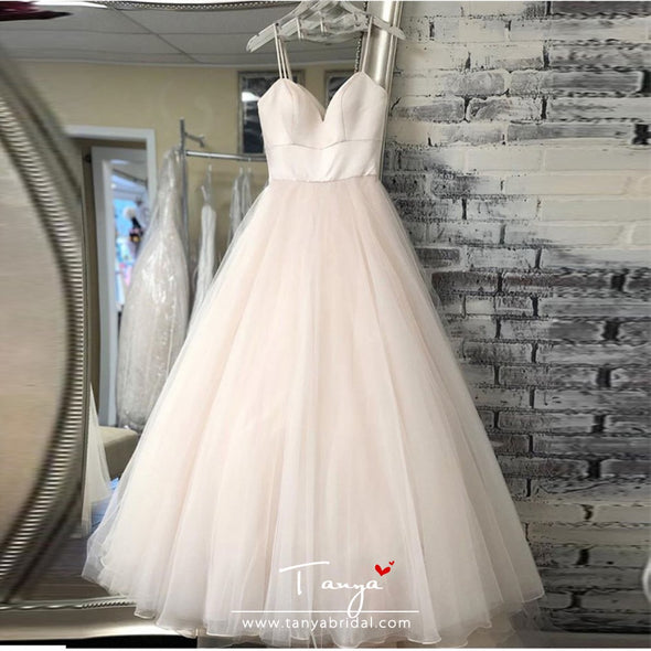 New Spaghetti Strap Beach Wedding Dresses 2019 Vestido Noiva Praia Simple White Ivory Tulle Casamento Bridal Gown