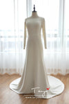 Scoop Neck Mermaid Wedding Dresses Harry and Meghan's wedding Gowns Long Sleeve elegant Simple abiti a sposa ZW050