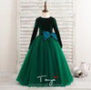 Flower Girls Dresses Jewel Neck Ball Gown Velvet Wedding Girls Party Dress TBF024