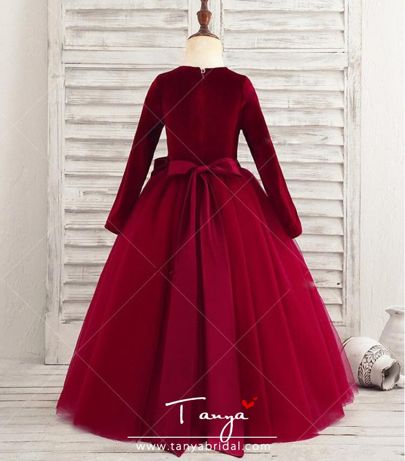 Ball Gown Velvet Dresses For Girls Long Ball Gown Velvet Bateau