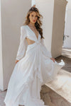 Sleek Soft Silk Satin Wedding Dresses Cut-Outs Open Back A Line Noivas Chic DW676