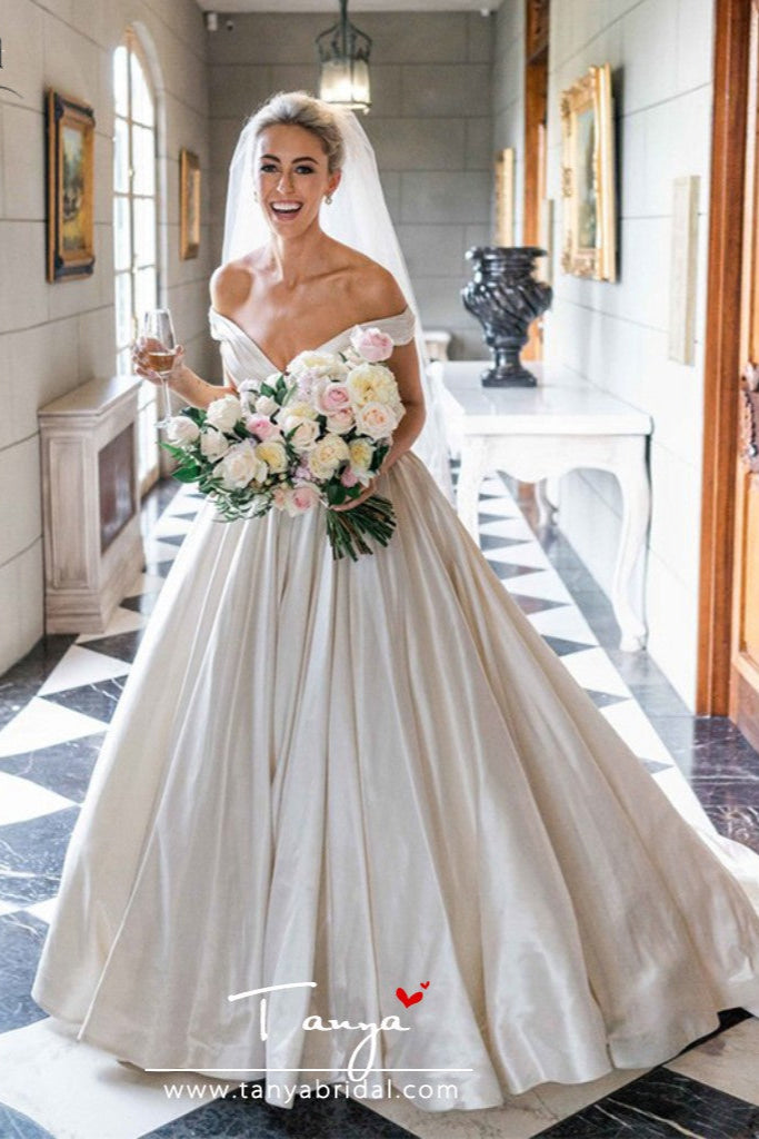 Off Shoulder Simple Elegant Bridal Gowns DW215 TANYA BRIDAL Off Shoulder Simple Elegant Bridal Gowns DW215 TANYA BRIDAL