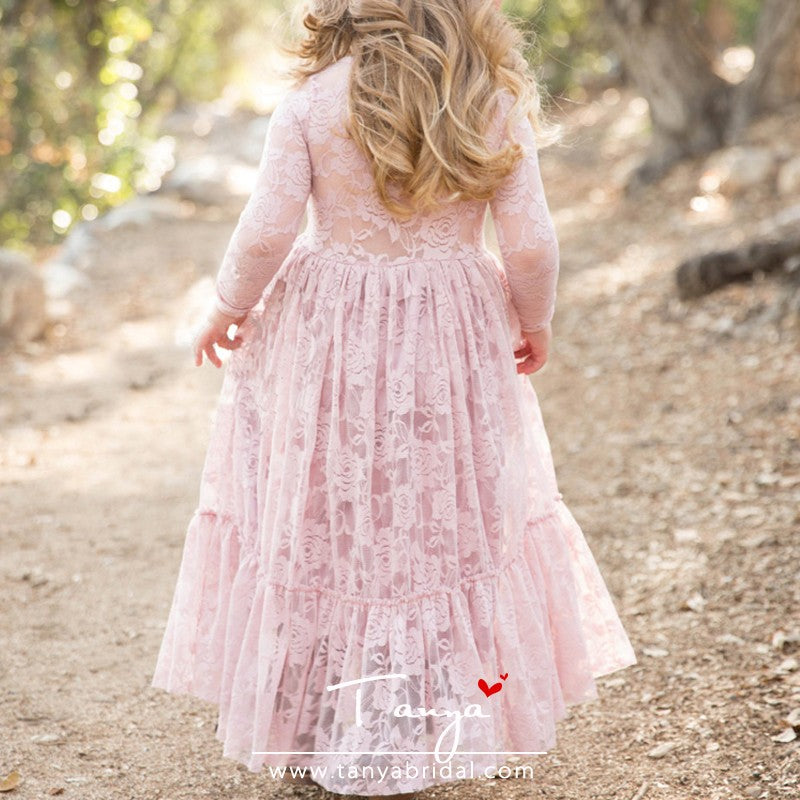 Lace Wedding Bohemian Communion Dress Stunning Lace Flower Girl