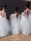 A-Line Floor Length Wedding / First Communion Flower Girl Dresses - Lace / Satin / Tulle Sleeveless Jewel Neck
