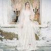 Unique Gold Ivory Lace Wedding Dresses Long Sleeve A Line Bridal Gowns Bohemian Vestido De Noivas DW213