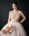 Long Sleeves Beads Ball Gown Tulle Wedding Dresses