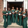 Dark Green African Off Shoulder Satin Mermaid Bridesmaid Dresses