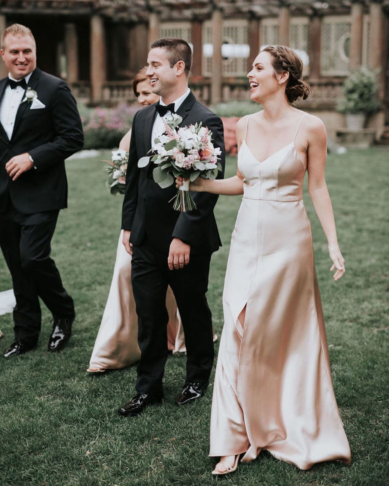 Long Silk Satin Simple Champagne Bridesmaid Dresses - Long Silk Satin Simple Champagne Bridesmaid Dresses -