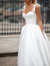 A-Line Wedding Dresses Sweetheart Neckline Sweep / Brush Train Satin