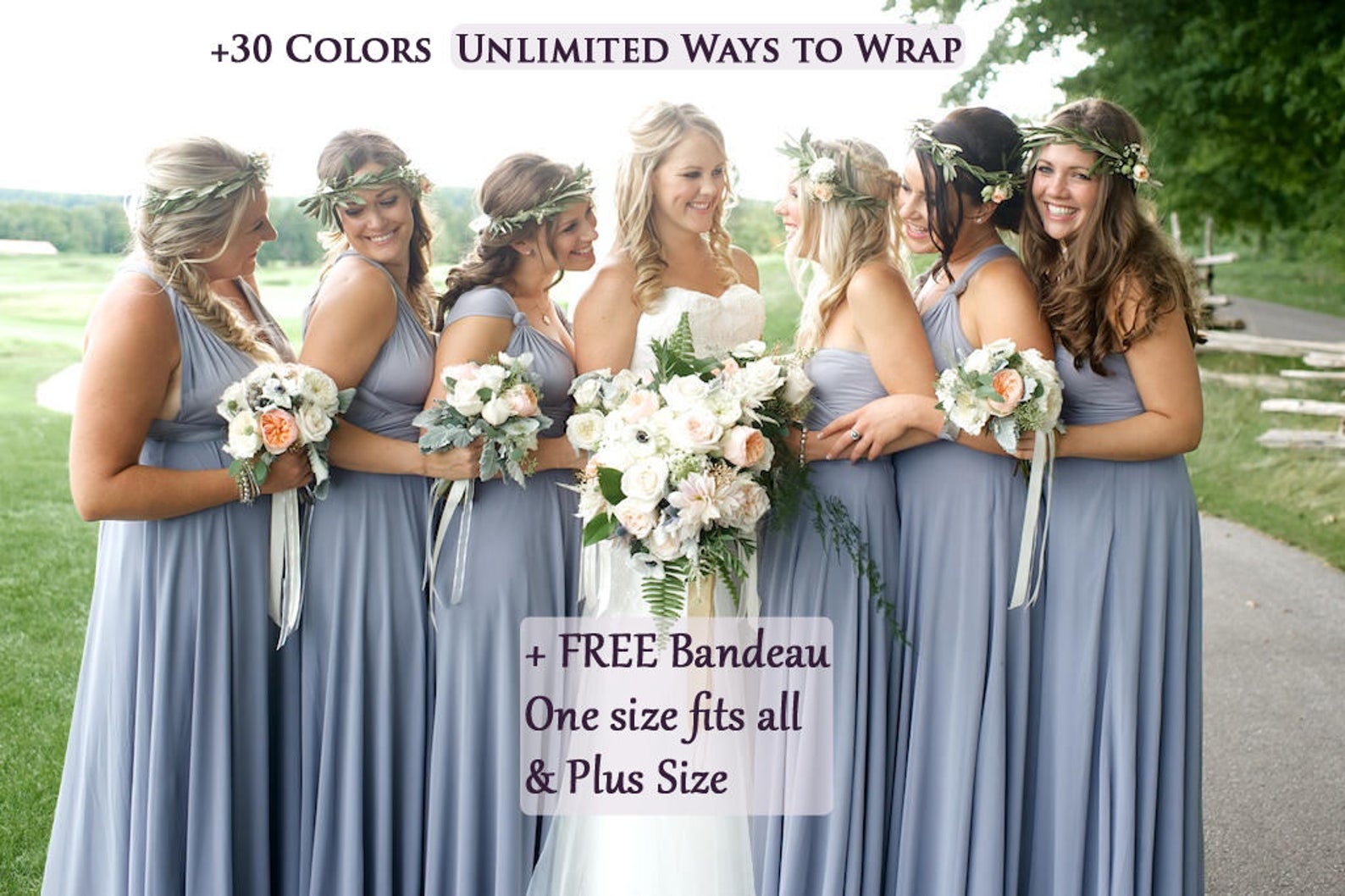 blue and grey bridesmaid dresses Dusty Blue Bridesmaid Dress infinity dress – TANYA BRIDAL