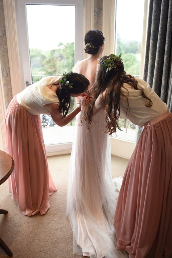 Forest Green Chiffon Long Bridesmaid Skirt