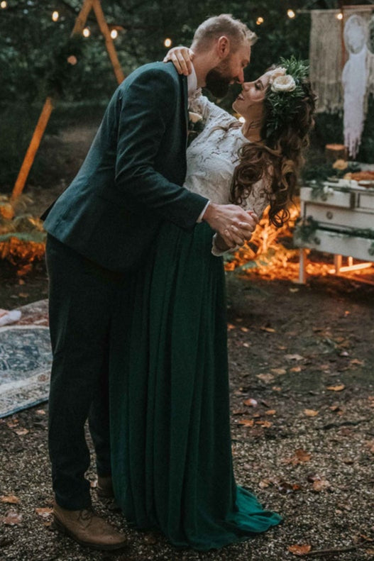 Forest Green Chiffon Long Bridesmaid Skirt