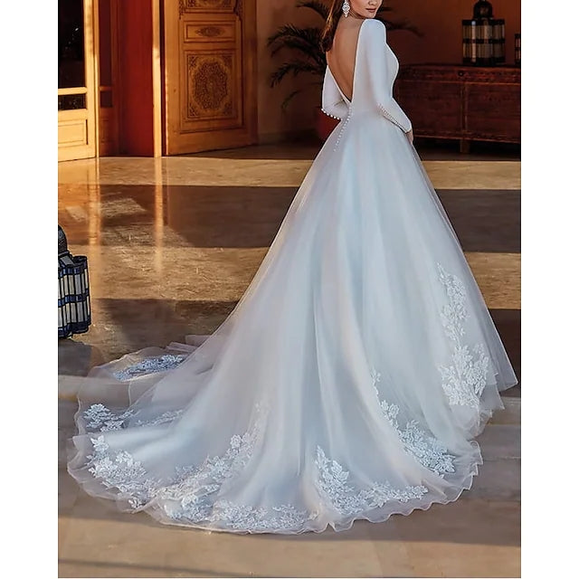 A-Line Wedding Dresses Long Sleeve Country Formal with Appliques TANYA BRIDAL A-Line Wedding Dresses Long Sleeve Country Formal with Appliques TANYA BRIDAL