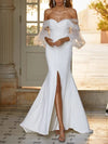 Mermaid / Trumpet Wedding Dresses Off Shoulder Sweep / Brush Train