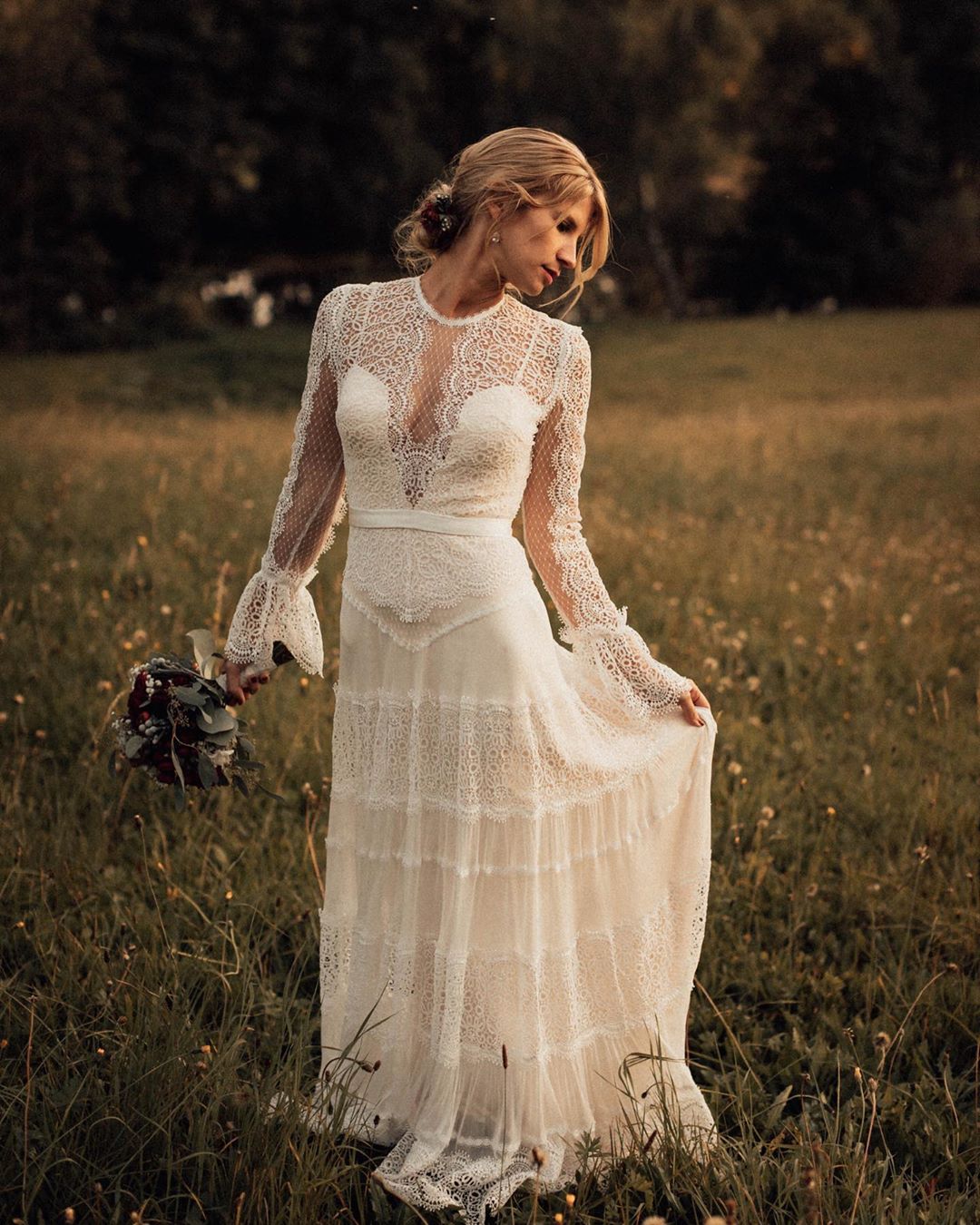 Long Sleeves Lace Wedding Dresses Bohemian Bridal Gown TANYA BRIDAL Long Sleeves Lace Wedding Dresses Bohemian Bridal Gown TANYA BRIDAL