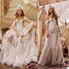Off Shoulder Boho Wedding Dresses Lace See Through Sexy Arabian Bridal Gown