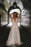 Bohemian Beach Star Illusion Neck A Line Summer Wedding Dresses