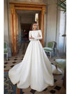 A-Line Wedding Dresses Bateau Neck Court Train