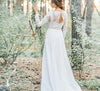Long Sleeve Hollow Back Lace Top Chiffon Simple 2021 Bohemain Wedding Bridal Gowns