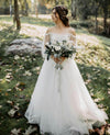 Boho Wedding Dresses Strapless Lace Long Sleeves