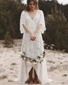 Beach Wedding Dresses Bohemian Lace 2020 Deep V Neck Country A Line Bridal Gowns